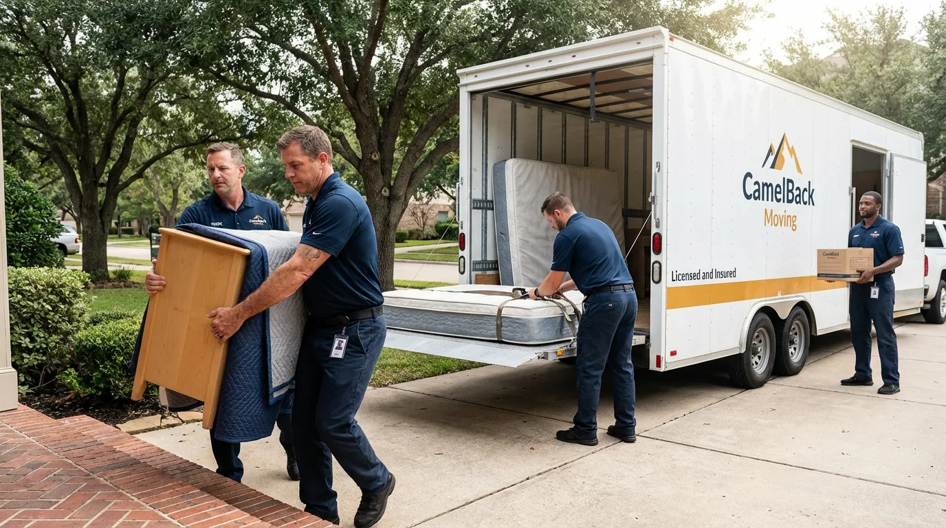 Crew loading residential truck for cross-state move from Rapid City, SD